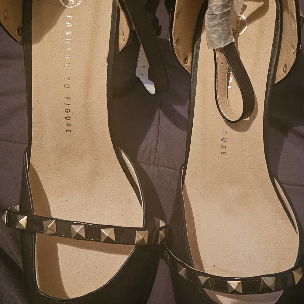 Fashion to Figure Black Stiletto Heels with Studded Detailing
